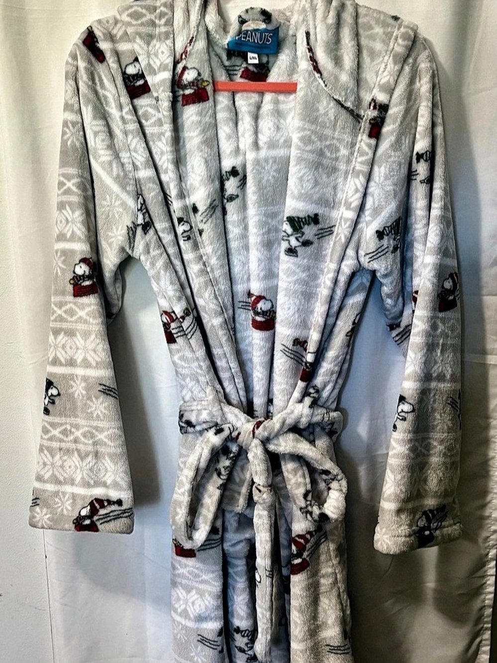 Peanuts Snoopy Robe Gray & White Size L/XL